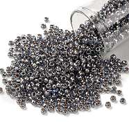 TOHO Round Seed Beads, Japanese Seed Beads, (992) Gilt Lined Light Montana Blue, 8/0, 3mm, Hole: 1mm, about 222pcs/10g(X-SEED-TR08-0992)