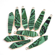 Electroplate Synthetic Malachite Pendants, with Iron Findings, Sword, Golden, 42~43x10~11x4mm, Hole: 2mm(G-S344-24F)