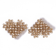 Plating Acrylic Woven Beads, Cluster Beads, Heart, Saddle Brown, 24x25x9mm, Hole: 1mm(PACR-R247-03A)