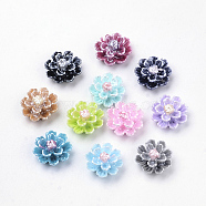 Imitation Pearl Resin Cabochons, Flower, Mixed Color, 9.5x9x5.5mm(X-CRES-S301-24)