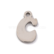 Non-Tarnish 201 Stainless Steel Charms, Laser Cut, Letter Charm, Letter C, 10.5x6.5x1mm, Hole: 1.2mm(STAS-U016-01P-C)