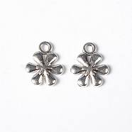 Tibetan Style Alloy Pendants, Lead Free and Cadmium Free, Flower, Antique Silver, 13x11x2.5mm, Hole: 2.5mm(X-LF0298Y)