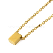 304 Stainless Steel Cable Chain Pendant Necklaces, Real 18K Gold Plated, Rectangle, 15.55~16.50 inch(39.5~41.9cm), pendant: 7.5x5.5mm(NJEW-Q347-02B)