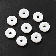 Natural Freshwater Shell Beads, Donut/Pi Disc, White, 8x2.5mm, Hole: 1.5mm(SHEL-G014-02A)