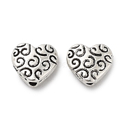 Tibetan Style Alloy Beads, Cadmium Free & Lead Free, Heart, Antique Silver, 8.5x9x6.5mm, Hole: 1.5mm, about 1111pcs/1000g(FIND-A035-11AS)