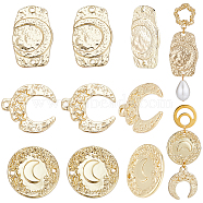 DIY Moon Jewelry Making Finding Kit, Including Rectangle & Horn & Flat Round Alloy Pendants & Links Connectors, Real 16K Gold Plated, 18Pcs/box(DIY-CN0002-69)