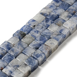 Natural Blue Spot Jasper Beads Strands, Cube, 3~3.5x3~3.5x3~3.5mm, Hole: 0.8mm, about 110pcs/strand, 14.96 inch(38cm)(G-C129-A03-01)