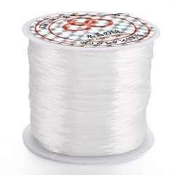Flat Elastic Crystal String, Elastic Beading Thread, for Stretch Bracelet Making, Dyed, White, 0.8mm, about 65.61 yards(60m)/roll(X-EW014-1)