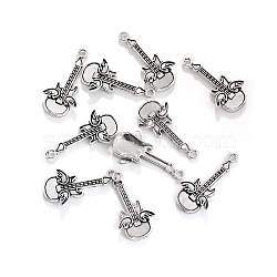 Tibetan Style Alloy Pendants, Musical Instrument Charms, Antique Silver, 31x15.5mm, 100pcs/set(PW-WGAC542-07)