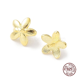 925 Sterling Silver Peg Bails Pin Charms, for Baroque Pearl Making, 5-Petal Flower, Real 18K Gold Plated, 5.5~6x6x6mm, Hole: 1.6mm, Pin: 0.7mm(STER-P050-07G)