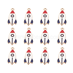 Zinc Alloy Enamel Pendants, Rocket, Colorful, Golden, 27.5x13x1.2mm, Hole: 2mm, 40pcs/set(PALLOY-CJ0001-16)