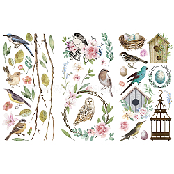 3 Sheets 3 Styles PVC Waterproof Decorative Stickers, Self Adhesive Decals for Furniture Decoration, Bird & Birdcage Pattern, 300x150mm, 1 sheet/style(DIY-WH0404-001)