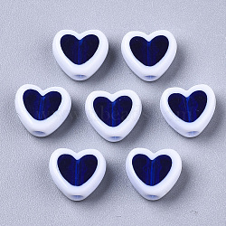 Transparent Acrylic Beads, Edge Opaque, Heart, Dark Blue, 7.5x8.5x4mm, Hole: 1.8mm, about 2700pcs/500g(TACR-BT0001-01A)