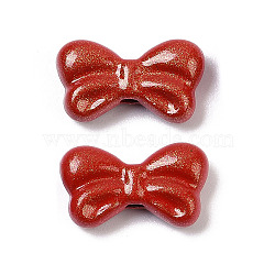 Spray Painted Alloy Beads, with Glitter Powder, Bowknot, Lead Free & Nickel Free & Cadmium Free, Red, 7.5x13.5x4mm, Hole: 1.6mm(PALLOY-S038-10A)