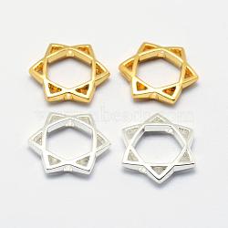 Long-Lasting Plated Alloy Bead Frame, for Jewish, Star of David, Mixed Color, 14x14x2.5mm, Hole: 1mm(PALLOY-F193-01-B)