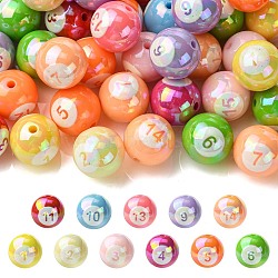 UV Plating Opaque Acrylic Beads, Iridescent, Billiard, Two Tone, Mixed Color, 16x15mm, Hole: 2mm(OACR-CJC0007-14)