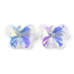 Transparent Glass Pendants, Point Back, Faceted, Butterfly Charms, Yellow, 14x17.5x9mm, Hole: 1.6mm(GLAA-E050-02B-01)