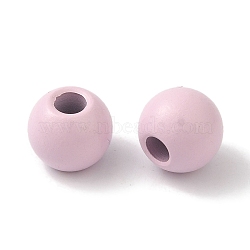 Spray Painted 202 Stainless Steel Beads, Round, Pearl Pink, 8mm, Hole: 2.7mm(STAS-Q321-02B-F)