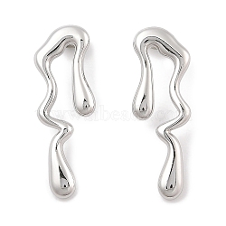 304 Stainless Steel Stud Earrings, Left and Right, Stainless Steel Color, 38x13mm(EJEW-B108-03P)