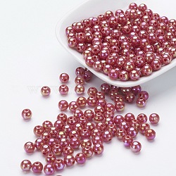 Eco-Friendly Opaque Poly Styrene Acrylic Beads, Round, AB Color, Red, 12mm, Hole: 1.1mm, about 350pcs/500g(PL427-PW42)