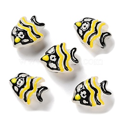 Handmade Lampwork Beads, Fish, Yellow, 18x22.5x10.5mm, Hole: 1.2mm(LAMP-S068-06C)