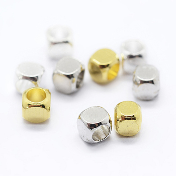 Cube Brass Spacer Beads, , Mixed Color, 3x3x3mm, Hole: 2mm