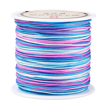 50M Segment Dyed Nylon Chinese Knotting Cord, for DIY Jewelry Making, Deep Sky Blue, 0.8mm, about 54.68 Yards(50m)/Roll