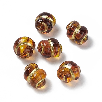 Golden Metal Enlaced Acrylic Beads, Conch, Peru, 11.5x10.5x14mm, Hole: 1.6mm, 500pcs/500g