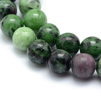 Natural Ruby in Zoisite Round Beads Strands, 8mm, Hole: 1mm, about 47pcs/strand, 15.7 inch(40cm)