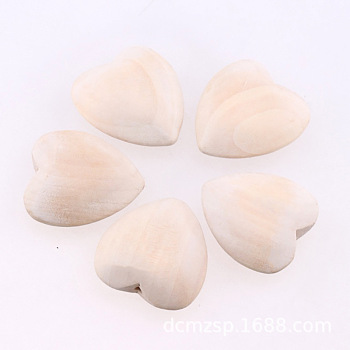 Chinese Cherry Wood Beads, Flat, Heart, BurlyWood, 30x30mm, Hole: 2mm