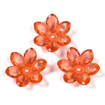 Transparent Acrylic Beads, Flower, Orange Red, 23.5x21x6.5mm, Hole: 2mm, 462pcs/500g