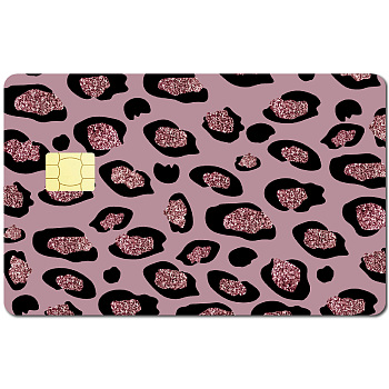 Rectangle PVC Plastic Waterproof Card Stickers, Self-adhesion Card Skin for Bank Card Decor, Leopard, 186x137mm