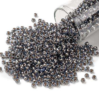 TOHO Round Seed Beads, Japanese Seed Beads, (992) Gilt Lined Light Montana Blue, 8/0, 3mm, Hole: 1mm, about 222pcs/10g