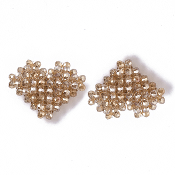 Plating Acrylic Woven Beads, Cluster Beads, Heart, Saddle Brown, 24x25x9mm, Hole: 1mm