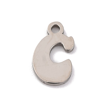 Non-Tarnish 201 Stainless Steel Charms, Laser Cut, Letter Charm, Letter C, 10.5x6.5x1mm, Hole: 1.2mm