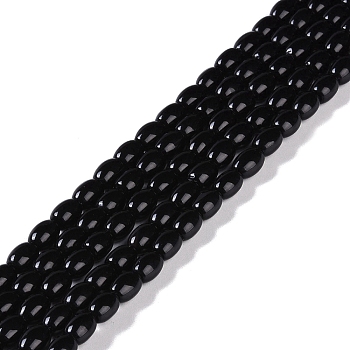 Natural Black Onyx(Dyed & Heated) Beads Strands, Oval, 6.5x4.5mm, Hole: 0.9mm, about 62~63pcs/strand, 15.16''(38.5cm)