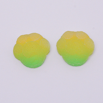 Gradient Style Resin Cabochons, Imitation Food, Little Feet, Green, 16x16x7mm