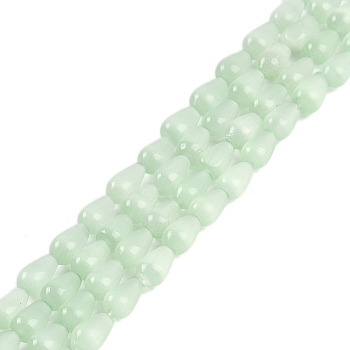 Cat Eye Beads Strands, Faceted, Teardrop, Pale Green, 10x6mm, Hole: 1mm, about 42pcs/strand, 148.03''(376cm)