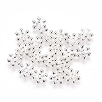 Tibetan Style Alloy Spacer Beads, Lead Free & Cadmium Free, Snowflake, for Christmas, Silver Color Plated, about 8mm long, 7mm wide, 2mm thick, hole: 1mm
