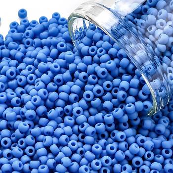 TOHO Round Seed Beads, Japanese Seed Beads, (43DF) Opaque Frost Cornflower, 11/0, 2.2mm, Hole: 0.8mm, about 1110pcs/bottle, 10g/bottle