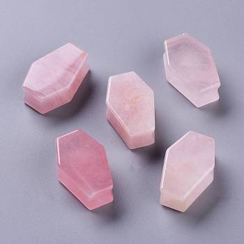 Natural Rose Quartz Beads, Coffin, No Hole/undrilled, for Wire Wrapped Pendant Making, 33x21x12mm