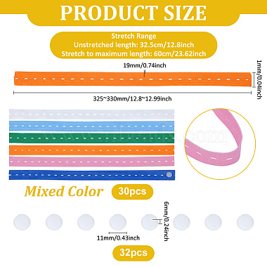 30Pcs Buttonhole Elastic Bands with Plastic Button(OCOR-WH0077-082)-2