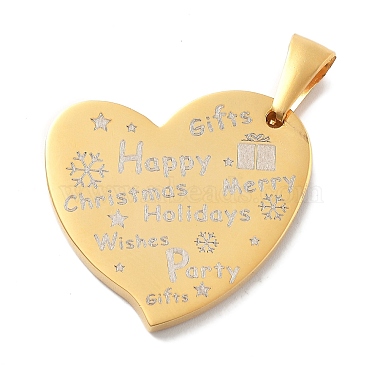 Real 14K Gold Plated Heart 304 Stainless Steel Pendants