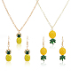 2 Sets 2 Style Alloy Pineapple Pendant Necklace & Dangle Earrings(SJEW-FI0001-01)-1
