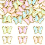 12Pcs 6 Colors Alloy Glass Pendants, Butterfly, Faceted, Light Gold, Mixed Color, 19x23x5mm, Hole: 2mm, 2pcs/color(GLAA-YW0005-67)