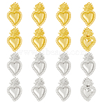 16Pcs 2 Colors Alloy Pendants, Sacred Heart Charm, Platinum & Golden, 40x25x3.5mm, Hole: 1.5mm, 8pcs/color(FIND-DC0006-50)