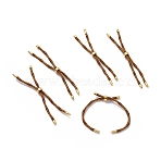 Nylon Cord Silder Bracelets, for Connector Charm Bracelet Making, with Rack Plating Golden Brass Findings, Long-Lasting Plated, Cadmium Free & Lead Free, Tan, 8-5/8~9 inch(22~22.8cm), 0.3cm, Hole: 2.6mm(MAK-C003-03G-01)