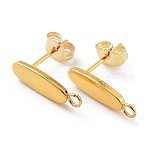 201 Stainless Steel Oval Stud Earring Findings, with 304 Stainless Steel Pins & with Horizontal Loops, Golden, 16x4.5x1.4mm, Hole: 1.6mm, Pin: 0.7mm(X-STAS-K259-20G)