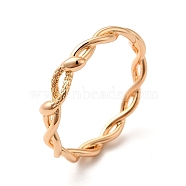 304 Stainless Steel Ring, Hollow, Twisted Rope Snake Finger Ring, Golden, 3mm, Inner Diameter: 18mm(STAS-M309-01G)