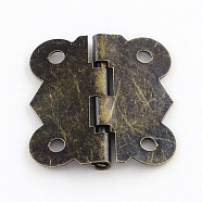 Wooden Box Accessories Iron Hinge, 90 Degree Fixed, Antique Bronze, 20x17x2.5mm, Hole: 2mm(X-IFIN-R203-53AB)